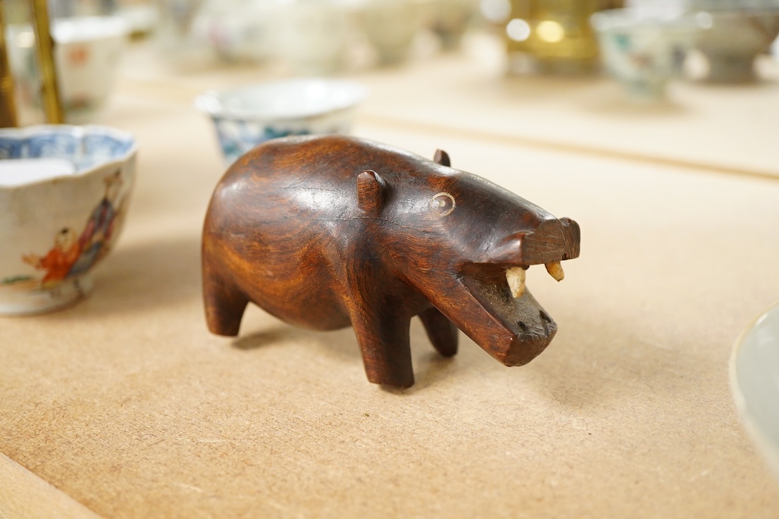 An African carved hardwood model of a hippopotamus, 9cm